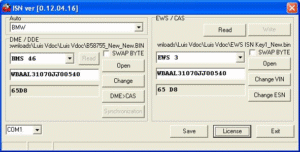 BMW ISN software for EWS DME DDE CAS synchronization